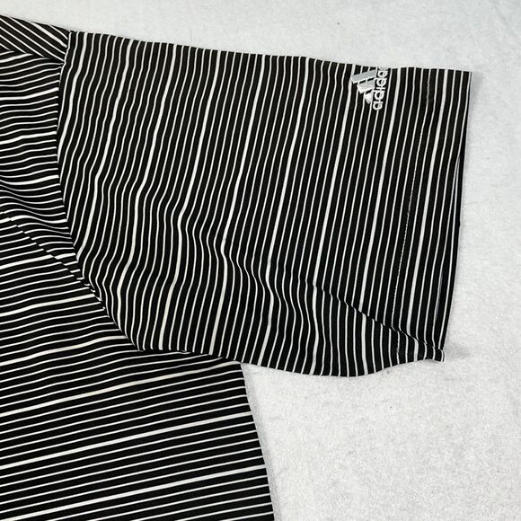 Adidas Men's XL Lightweight Short Sleeve Polo Black & White Striped Shirt - Picture 4 of 12
